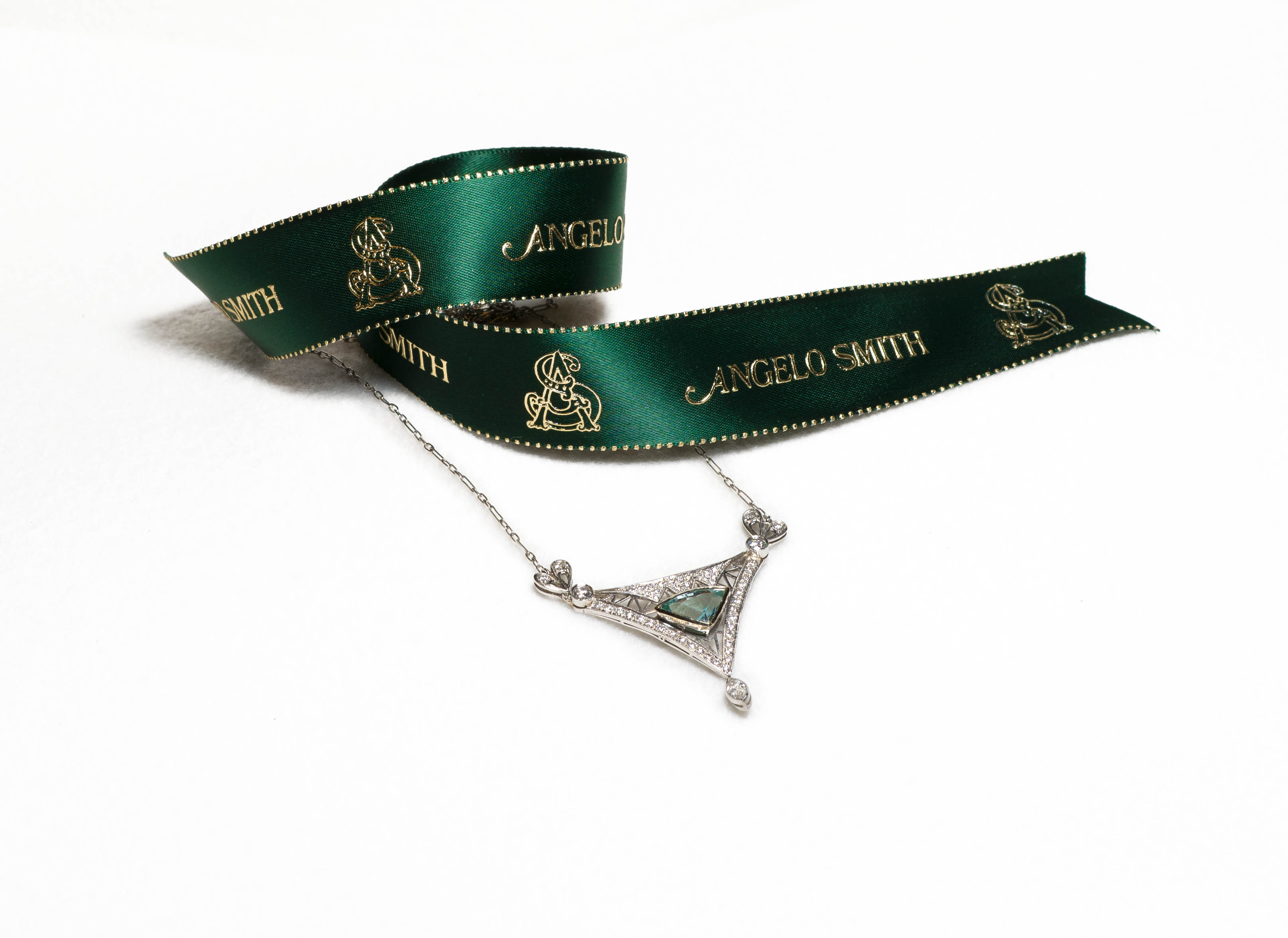 A Victorian necklace entwined with Angelo Smith ribbon
